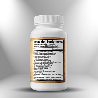 Chaga (extracto con 50% de polisacáridos) 600mg ► 100 cápsulas