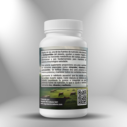 Hígado de res de libre pastoreo (liofilizado) 700mg - 120 cápsulas
