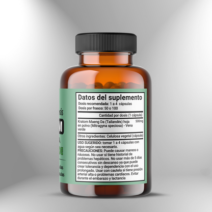 Kratom verde (Maeng Da) 500mg - 50 y 100 cápsulas