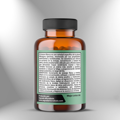 Kratom blanco (Maeng Da) 500mg - 50 y 100 cápsulas