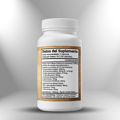 Lion's Mane (extracto de micelio de Melena de León) 600mg ► 100 cápsulas
