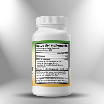Siete Zincs + Cobre (50mg Zinc elemental) - 100 cápsulas